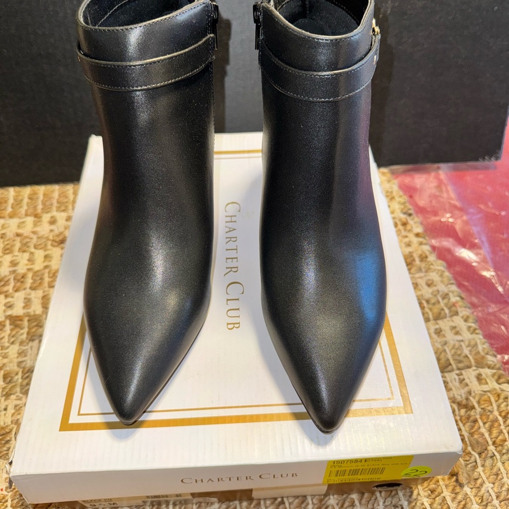 Charter Club Sleek Black Ankle Booties - Picture 1 of 7